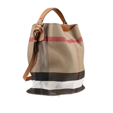 borsa a sacchetto tessuto burberry|Burberry Borsa a Secchiello Check .